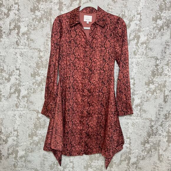 Cinq A Sept Gaby Button Front Tie Waist Shirt Dress in Rosewood - Picture 2 of 6